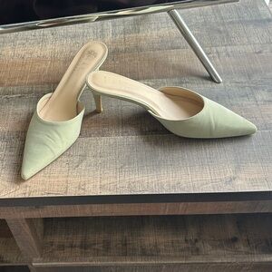 Nicole Miller Sage Green Pointed-Toe Heels